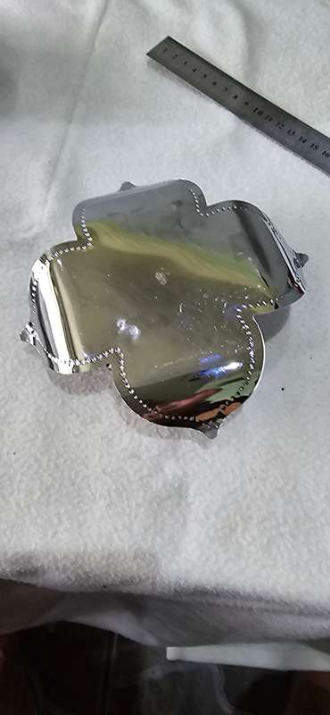 VINTAGE COBALT GLASS DISH WITH SILVERPLATED FLOWER PETAL HOLDER SERVER