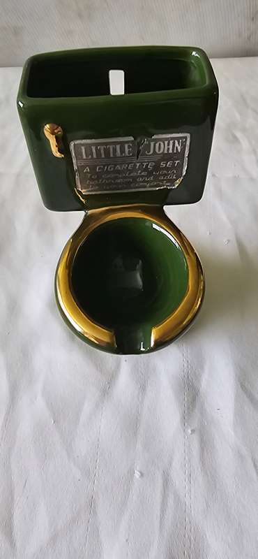 VINTAGE VAN HUNKS TOILET SHAPE CIGARETTE HOLDER AND ASHTRAY