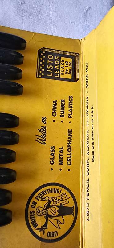 RARE VINTAGE LISTO MARKING PENCILS(PACK OF 10) WITH EXTRA LISTO LEADS(UNUSED)