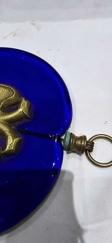 ANTIQUE COBALT BLUE RUSSIAN FABERGE EGG WITH BRASS