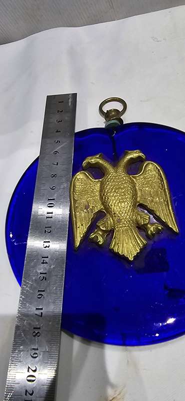 ANTIQUE COBALT BLUE RUSSIAN FABERGE EGG WITH BRASS