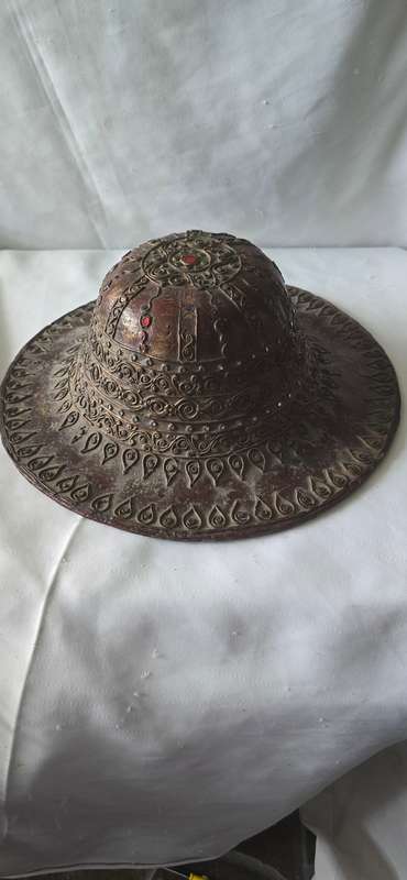 VINTAGE DECORATED HAT(NOT SURE OF COUNTRY) WOOD OR FIBRE