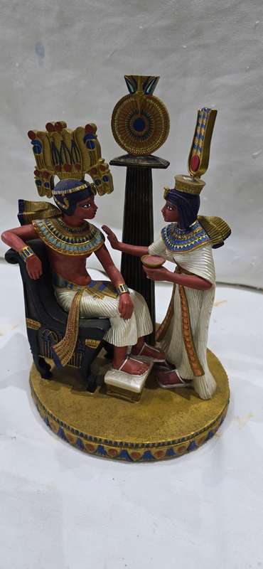 THE PHAROAH AND HIS QUEEN FRANKLIN ANCIENT EGYPTIAN SCULPTURE(22CM HEIGHT)