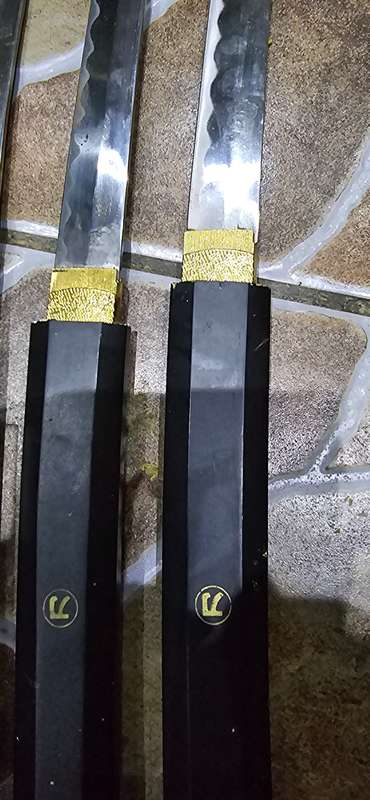 SET OF THREE VINTAGE CHINESE SWORD ON STAND(STRONG AND EXCELLENT QUALITY)WOOD HANDLE AND AHEATH