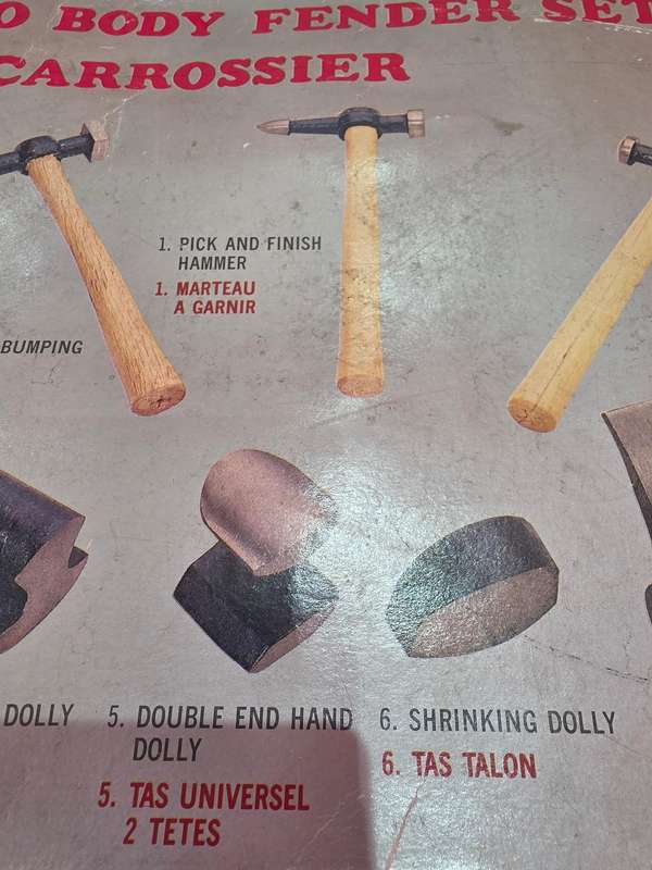 7 PIECE VINTAGE AUTO BODY FENDER SET KIT CARROSIER(HEAVY SOLID TOOLSN(