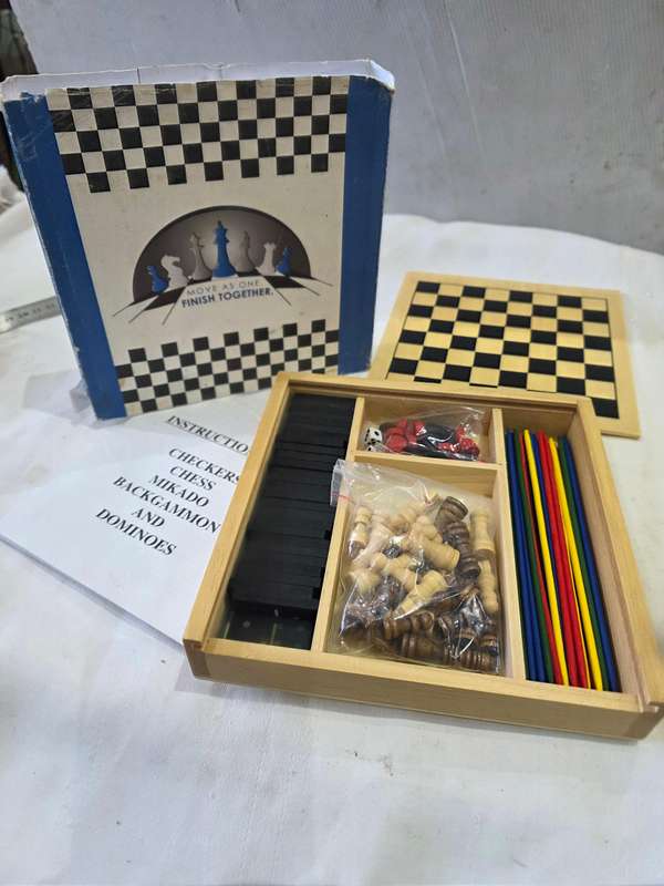 5 IN ONE SOLID WOODEN GAMES