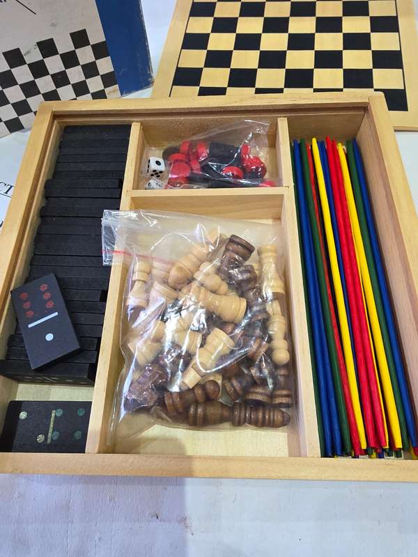 5 IN ONE SOLID WOODEN GAMES