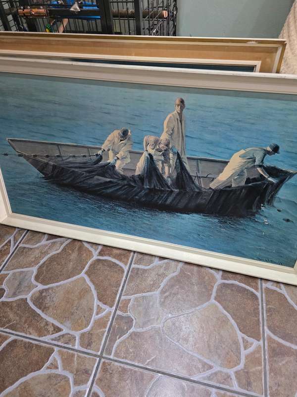 LARGE VINTAGE PAINTING SIGNED BRIGHTWELL-SEE