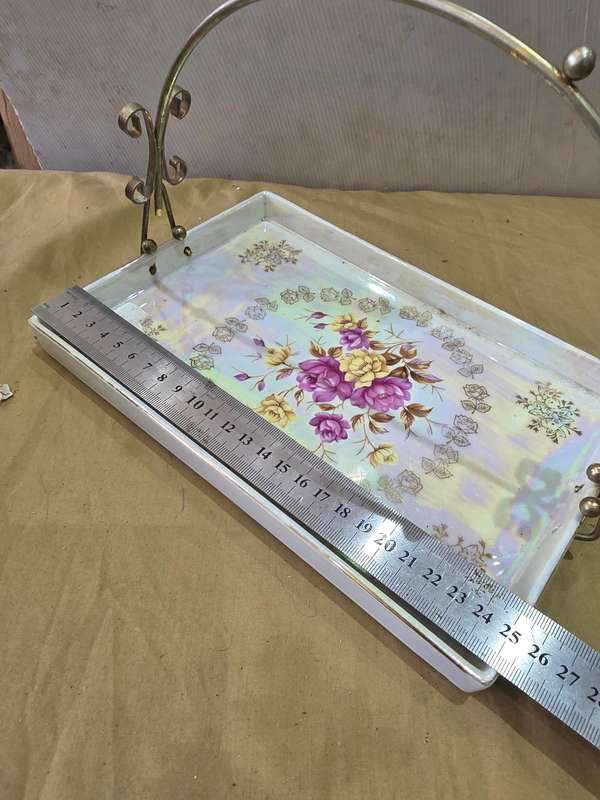 VINTAGE PORCELAIN TRAY WITH HANDLE
