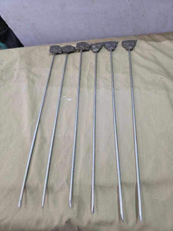 6 PIECE ANIMAL HEAD(CHEETAH/ PANTHER) VINTAGE METAL SKEWERS