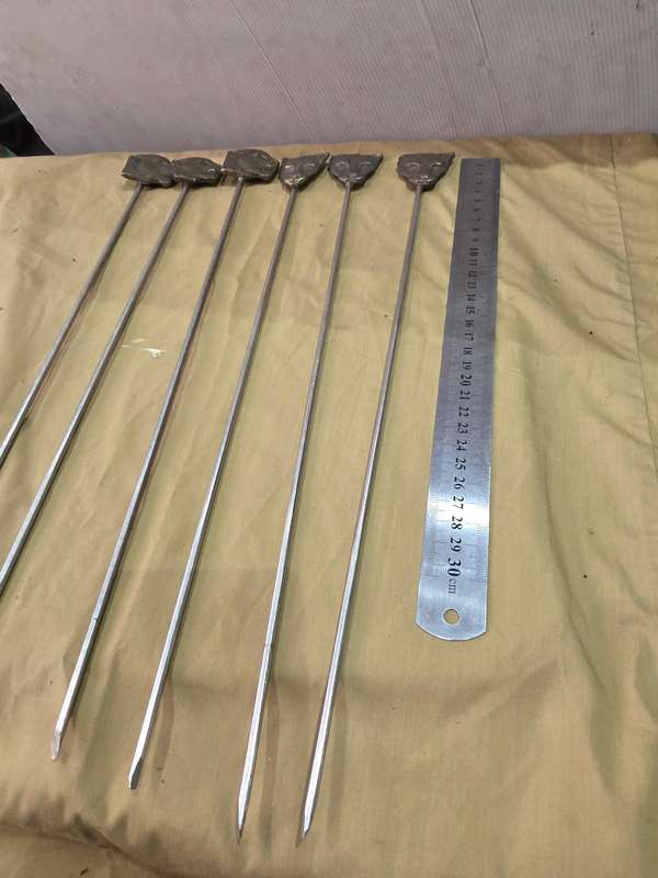 6 PIECE ANIMAL HEAD(CHEETAH/ PANTHER) VINTAGE METAL SKEWERS