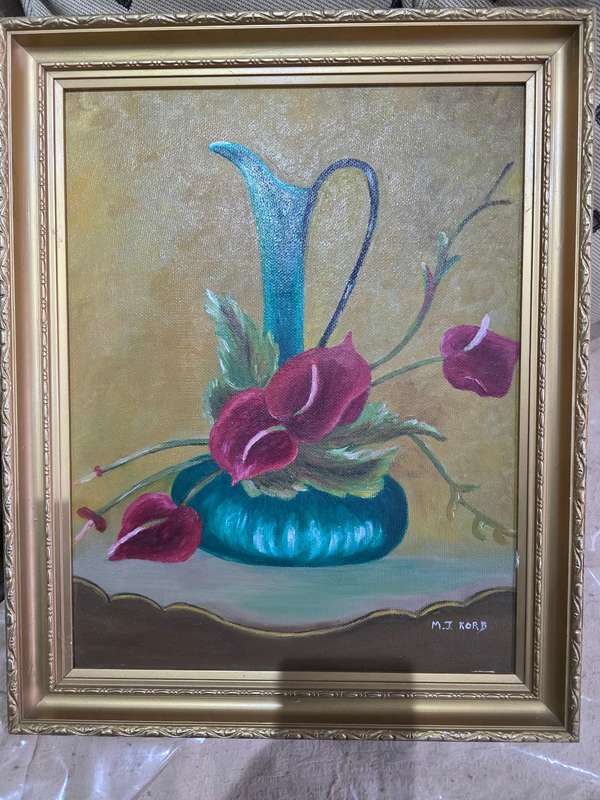 OIL ON BOARD ORIGINAL PAINTING SIGNED MJ KORB*FRAMED-42 X 50CM