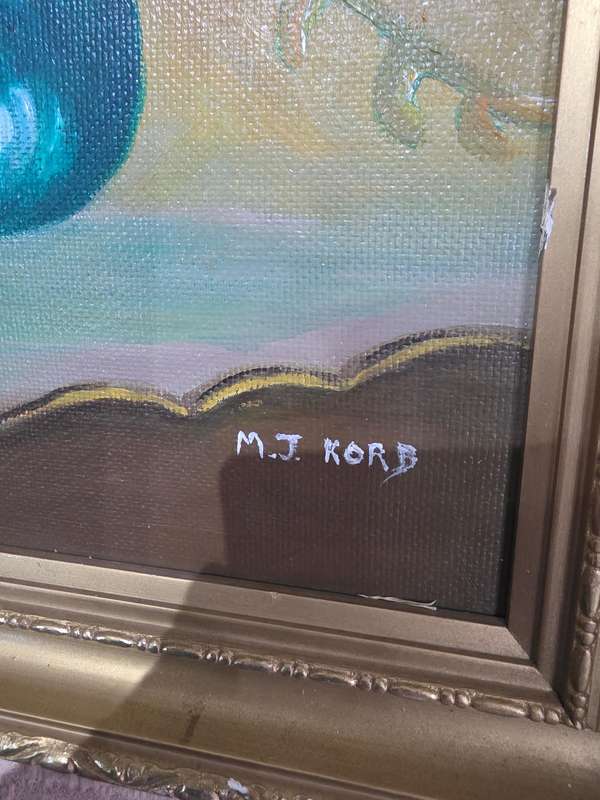 OIL ON BOARD ORIGINAL PAINTING SIGNED MJ KORB*FRAMED-42 X 50CM