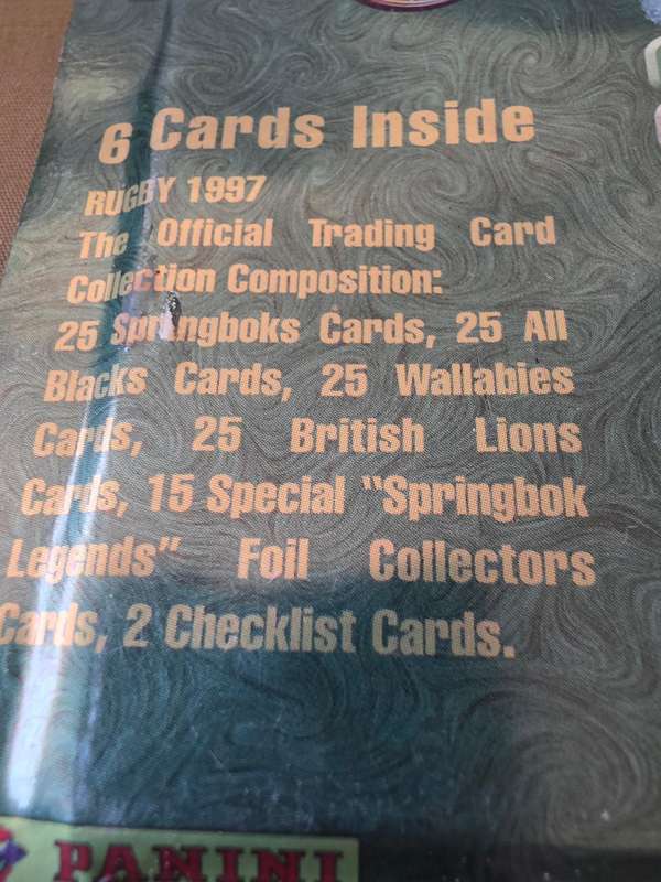 THE OFFICIAL RUGBY TRADING CARD COLLECTION(21 PACKS..6 CARDS PER PACK)