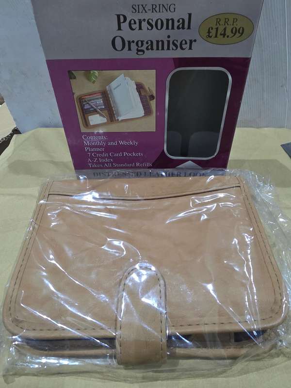 DISTRESSED LEATHER LOOK PERSONAL ORGANIZER