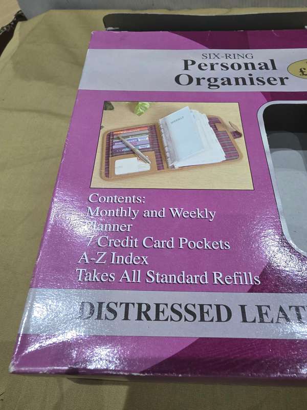 DISTRESSED LEATHER LOOK PERSONAL ORGANIZER