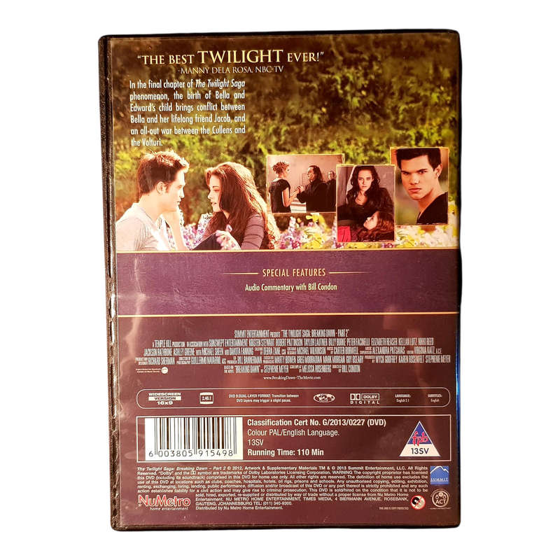 Twilight: Breaking Dawn Part 1 & Part 2  2 x DVDs | Very Good Condition | Region 2