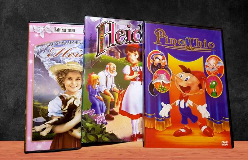 3 x Kids DVDs The New Adventures of Heidi Heidi (Animated) - Pinocchio (Animated)