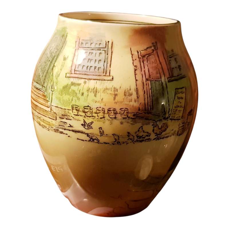 Royal Doulton Sairey Gamp Dickens Ware Bulbous Vase  Vintage British Pottery