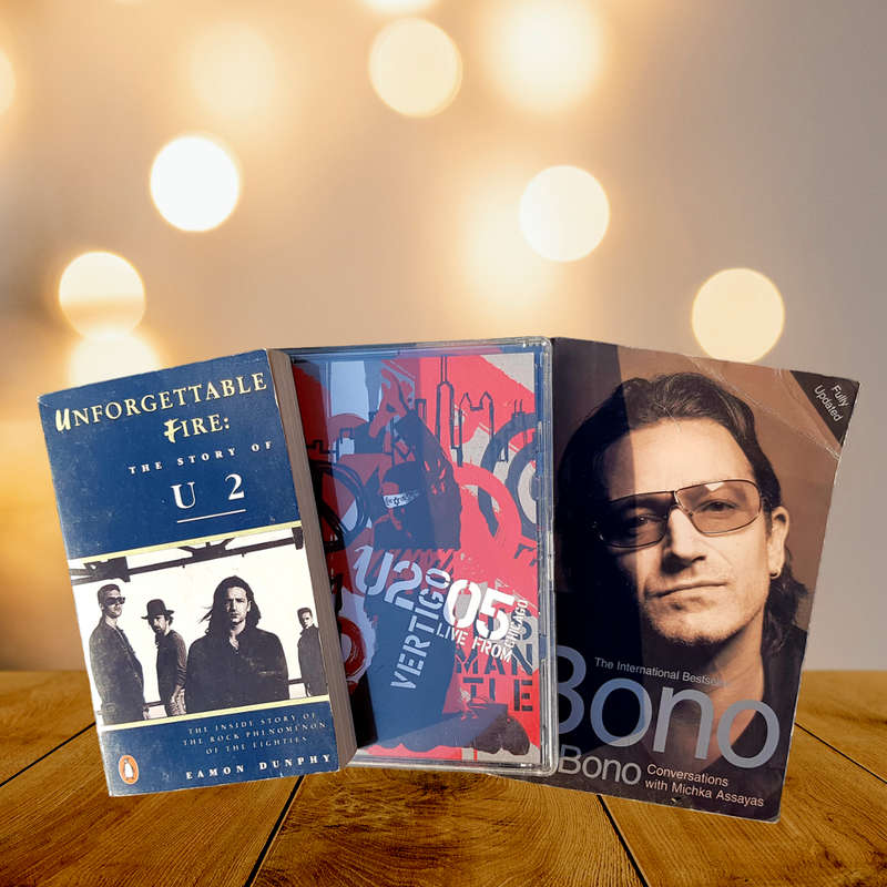 U2 Combo  The Unforgettable Fire & Bono on Bono Books + Vertigo 2005 /U2 Live From Chicago DVD