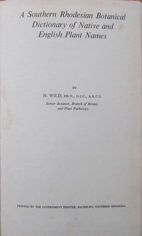 A Southern Rhodesian Botanical Dictionary of Native and English Plant Names