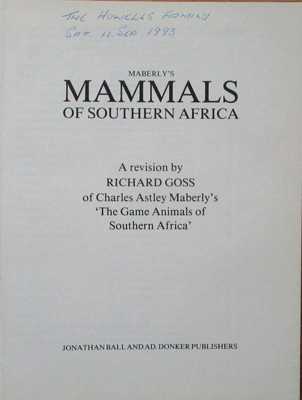 Maberly's Mammals of Southern Africa