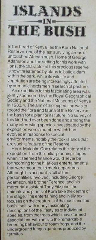 Islands in the Bush a Natural History of the Kora National Reserve, Kenya