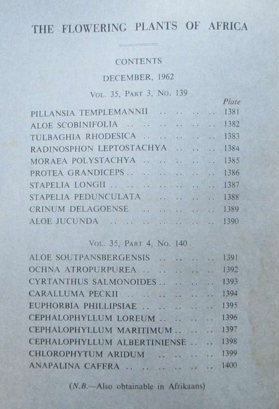 The Flowering Plants of Africa: Nos. 139 and 140, Vol 35, Parts 3 and 4 for December 1962
