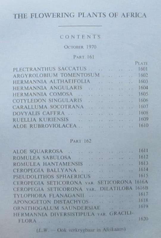 The Flowering Plants of Africa: No. 161 and 162, Vol 41, Parts 1 and 2 for October 1970