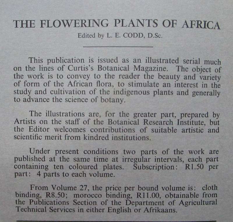 The Flowering Plants of Africa: No. 161 and 162, Vol 41, Parts 1 and 2 for October 1970