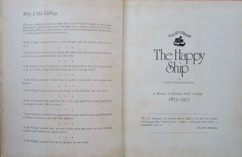 The Happy Ship, a History of Durban girls' College 1877-1977