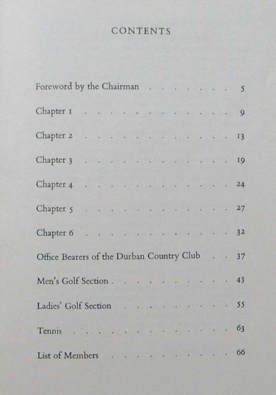 The Durban Country Club 1918-1965
