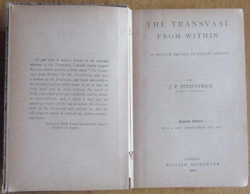 The Transvaal from Within: a Private Record of Public Affairs