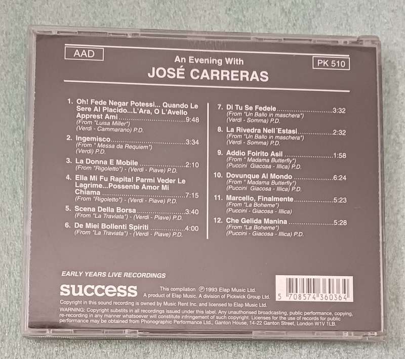 JOSE CARERAS - AN EVENING WITH JOSE CARRERAS