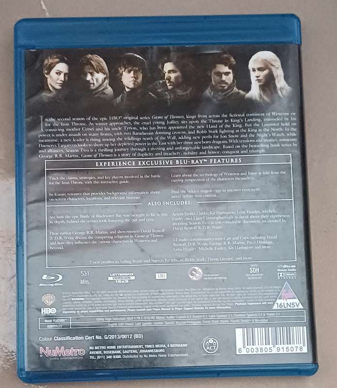 GAME OF THRONES SEASON 2 BLU RAY