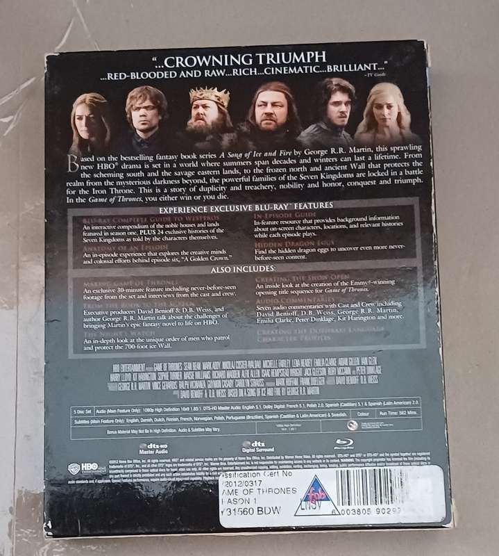 GAME OF THRONES SEASON 1 BLU RAY