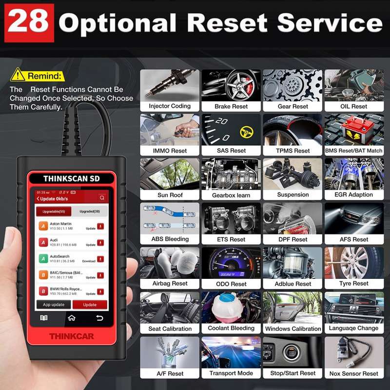 ThinkScan SD6 Diagnostic OBD2 Scanner 6 Systems 5 Reset Functions R3999