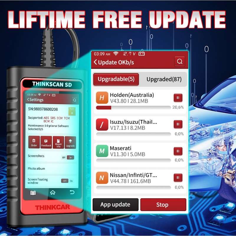 ThinkScan SD6 Diagnostic OBD2 Scanner 6 Systems 5 Reset Functions R3999