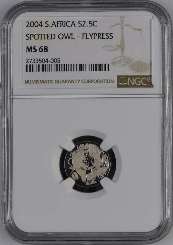 MS68 - 2004 Silver Flypress 2½ c (Tickey) - Spotted Owl