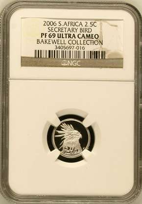 PF69 UC - 2006 Silver Proof 2½ c (Tickey) - Secretary Bird