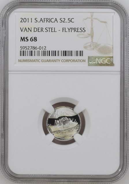 MS68 - 2011 Silver Proof 2½ c (Tickey) - Flypress - van der Stel