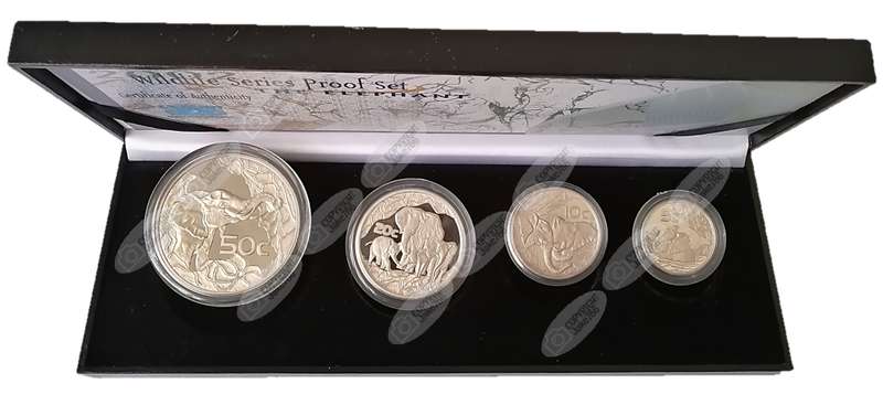 2002 Silver Proof Set - Elephant *** Slight crack on 50c capsule, coin in excellent condition