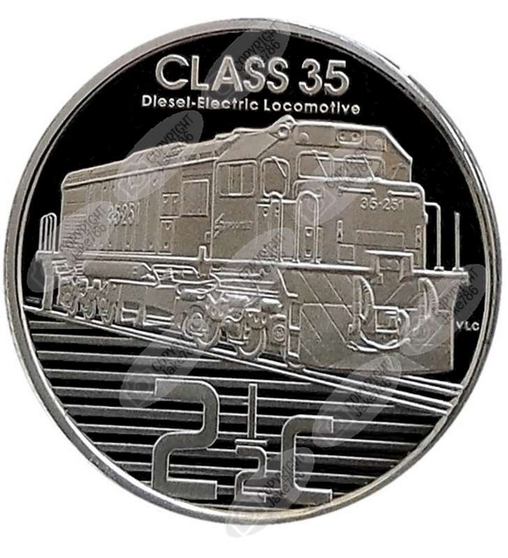 2013 Silver Proof 2½ c (Tickey) - Diesel Electric Train - with JHB mintmark