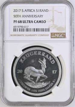 PF68 UC - 2017 Silver Proof 1oz Krugerrand - with 50 year privy mark