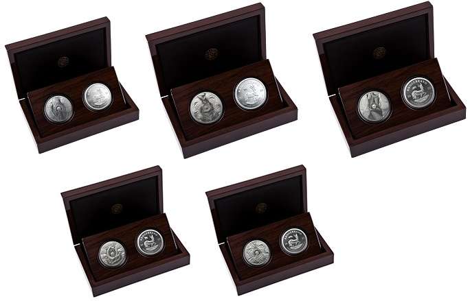 Big 5 Series 2 - All 5 Privy Mark Krugerrand Silver sets