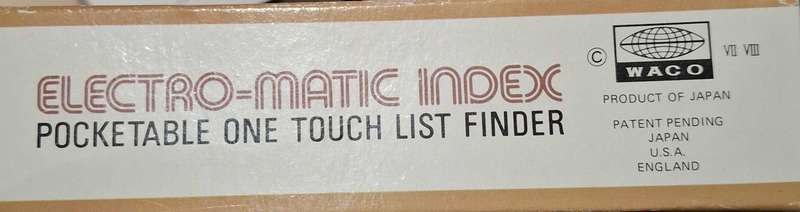 80s Electro-Matic Index pocket able one touch list finder