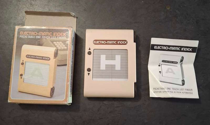 80s Electro-Matic Index pocket able one touch list finder