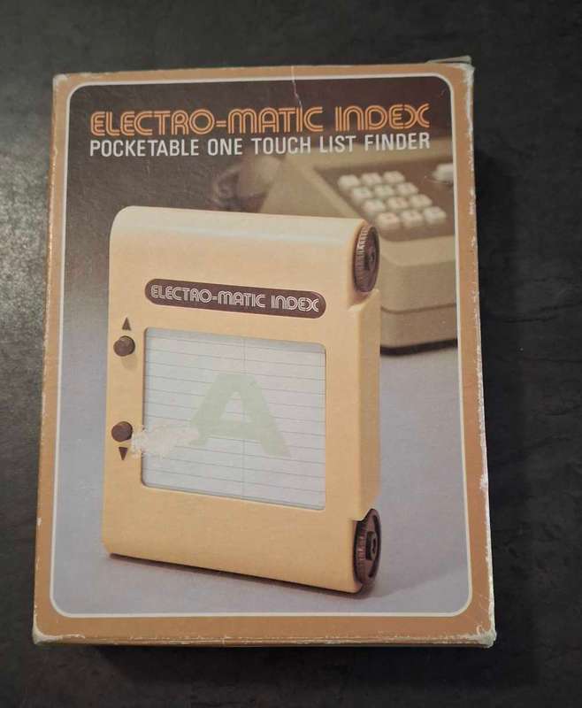 80s Electro-Matic Index pocket able one touch list finder