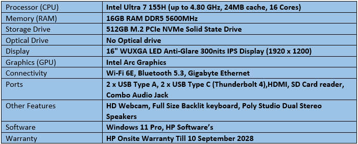 HP ZBook Firefly 16 G11 - Intel Ultra 7 - 155H