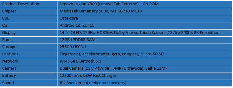 Lenovo Legion Y900 - Lenovo Tab Extreme (CN Version)